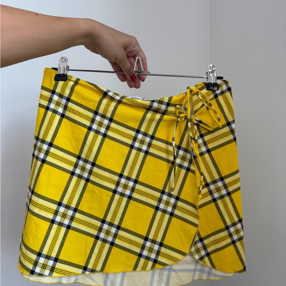 WeWoreWhat Yellow Checkered Mini Tie Sarong